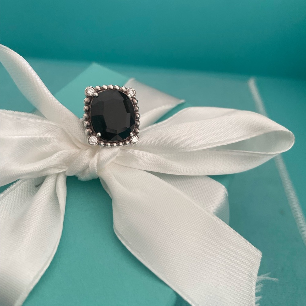 Tiffany & Co black spinel and diamond ring‎